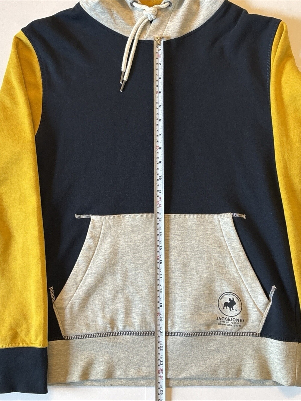 Jack & Jones Large L Navy Hoodie Yellow Light Gray Comfy Fit 7203011 Soft - Picture 2 of 15